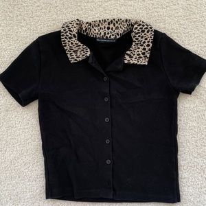 Brandy Melville Cheetah Collared top
